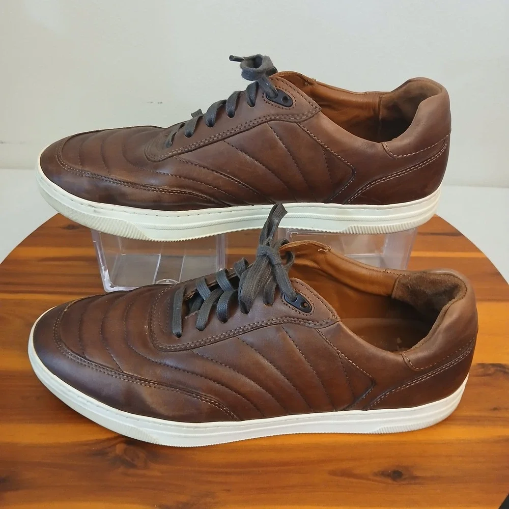 Johnston & Murphy‎ Oxford Sneakers Mens 10M Brown Leather Quilted 25-2662